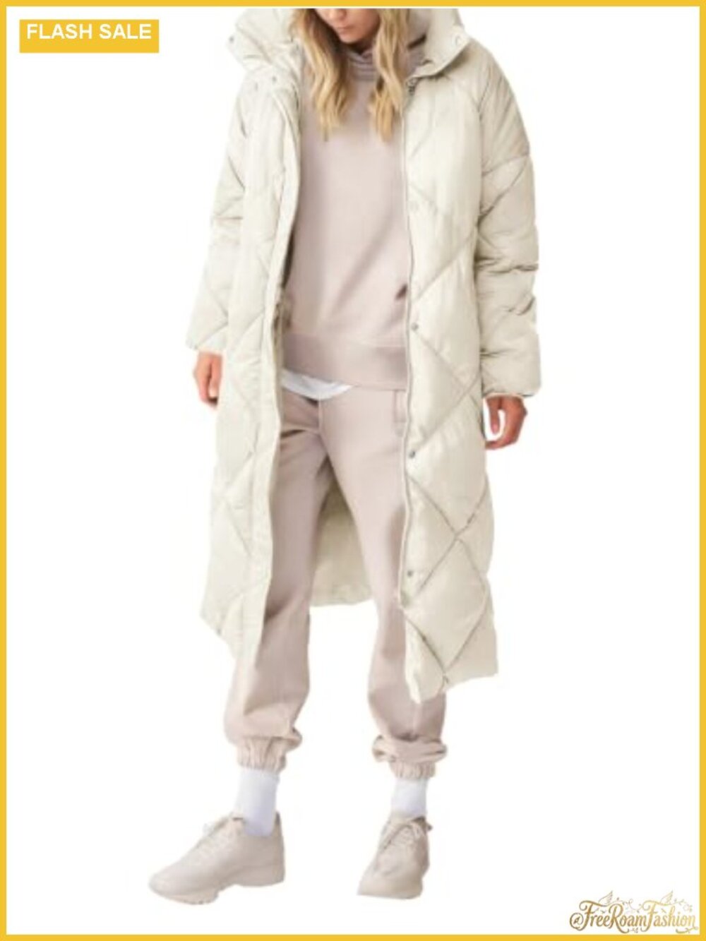 Tankaneo Womens Long Puffer Jacket Zip Up Button Winter Coat